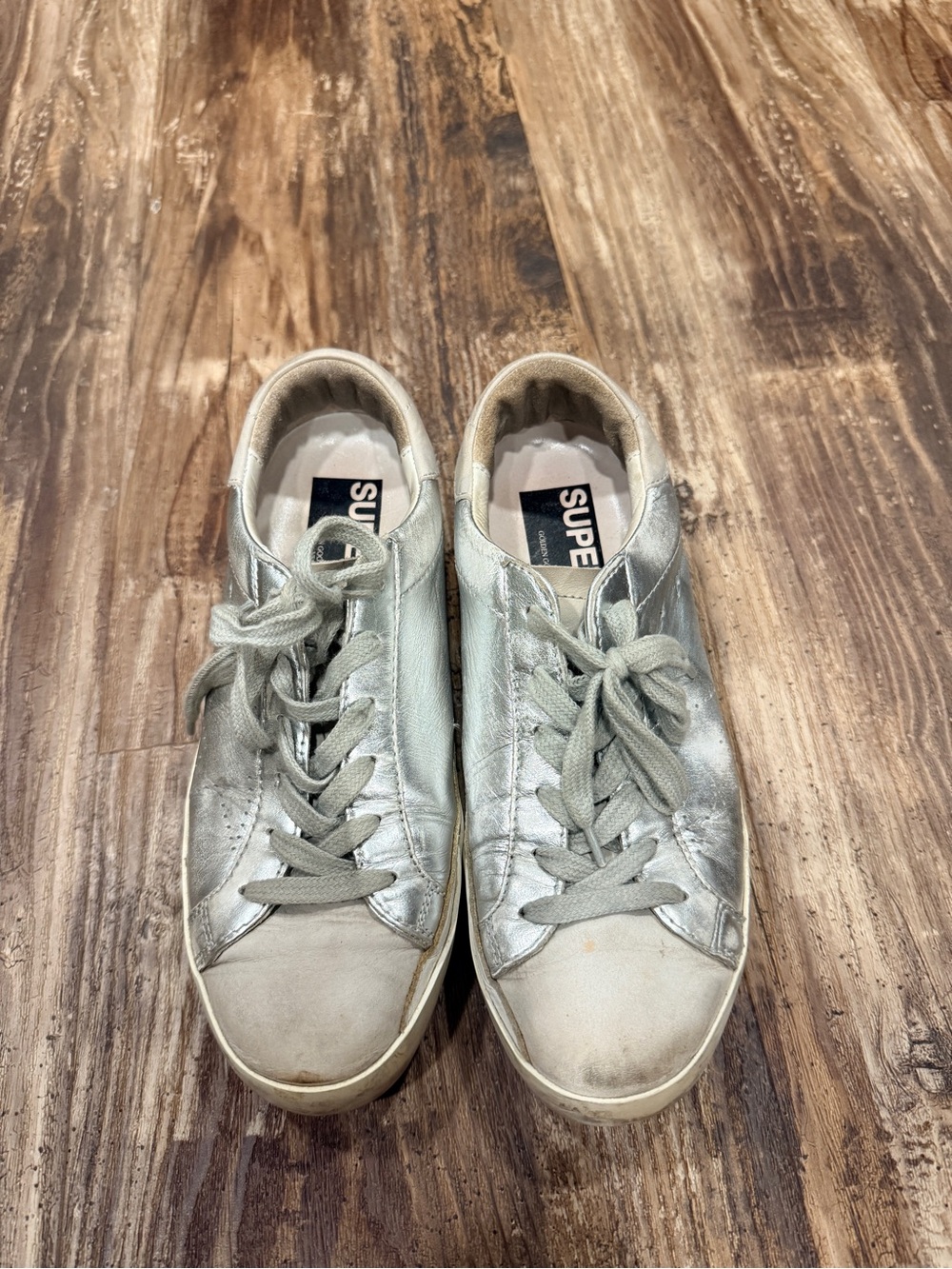 Golden Goose Silver Metallic Low-Top Sneakers